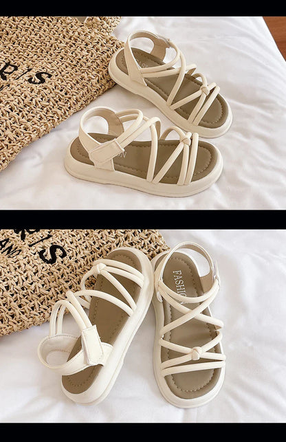 Girls Sandals Kids Sandals for Girls 2024 Summer Brand Children Beach Shoes Princess Sweet Gladiator Sandals Open Toes Anti-skid