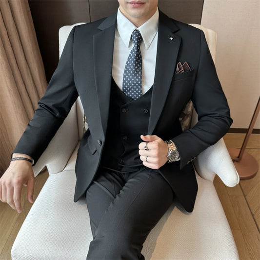 Intricate Autumn Three Pieces Men's Suit Formal Occasions Single Breasted Banquet Vocation Groom Wear Party Charming Tuxedo