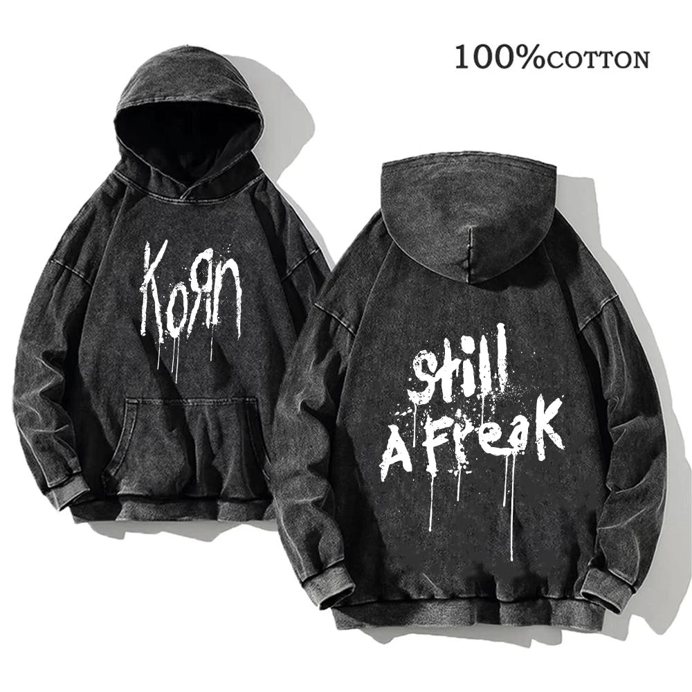 World Tour Hoodies Vintage Washed Men's Sweatshirts Cotton Hip Hop Streetwear Hooded Pullover Loose Y2K Tops