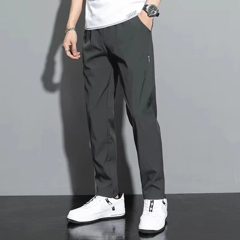 2026 The new men's summer fashionable versatile Black Gray Thin Business Casual Pants Outdoor Elastic Breathable Straight Leg Sw