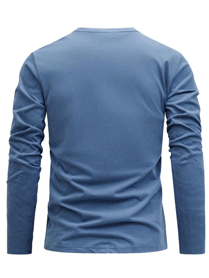 Men's 100% pure cotton loose and comfortable casual sports trend novel printed round neck long sleeved T-shirt versatile top