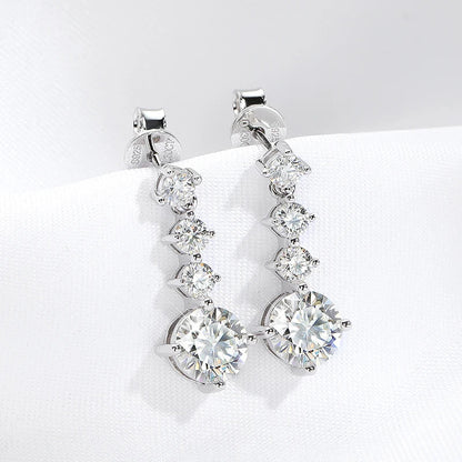 2.6CTTW D Color Certified Moissanite Drop Earrings for Women Four Claws Classic Wedding Jewelry 100% 925 Sterling Silver