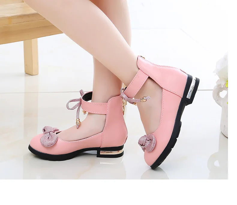 2026 Shiny Bow Stage Elegant Comfortable Catwalk Fashion Spring/summer Students Baby Girls Princess Shoes Cute Kids Sandals