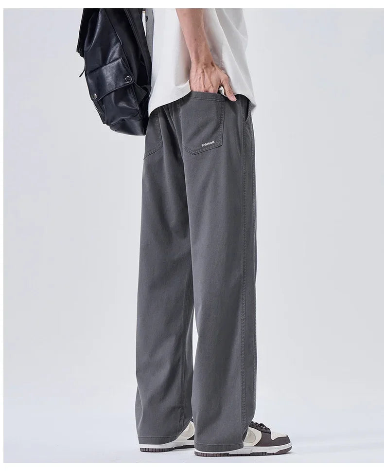 Brand Soft Jeans for Men Spring Thin Draped Comfortable Straight Trousers Drawstring Male Baggy Denim Pants Streetwear