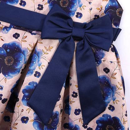 2026 summer new dress Europe and the United States small fly sleeve printed dress little girl host high-end performance clothing