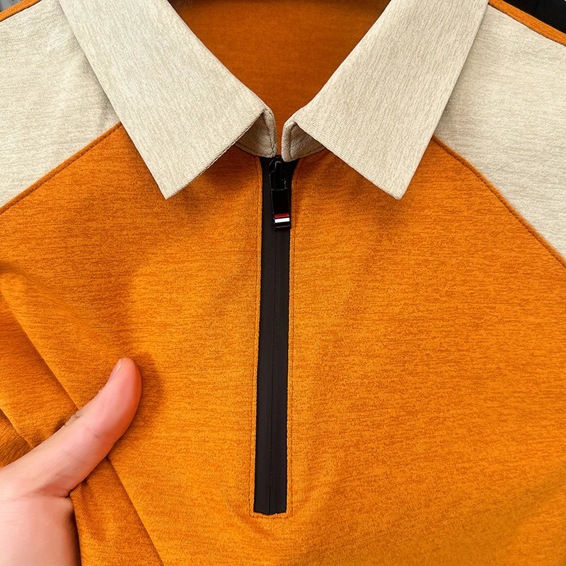 designer original printing summer men's short sleeve polo shirt lapel luxury zipper t-shirt fashion leisure ventilate men's wear