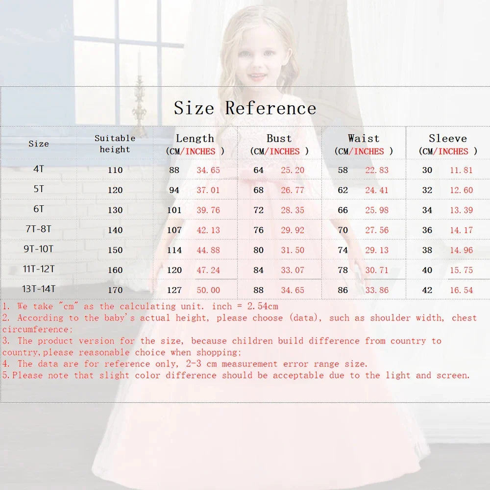 Children Princess Girls Party Wear Kids Christmas Dress Girl's Birthday Dress Baby Girl Wedding Banquet Clothes 3-14 years