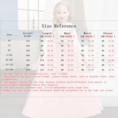 Children Princess Girls Party Wear Kids Christmas Dress Girl's Birthday Dress Baby Girl Wedding Banquet Clothes 3-14 years