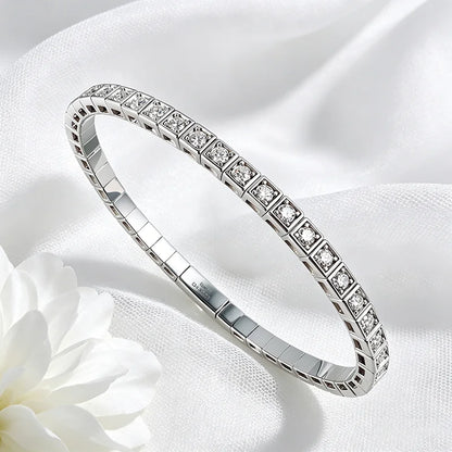 Certified D Color 2.5mm Moissanite Bangles for Women Full Diamond Men Hip Hop Tennis Bracelet 925 Sterling Silver Jewelry