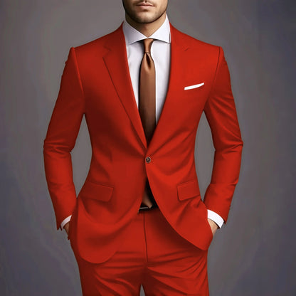 Elegant Men's Suits 2 Piece Set Fashion Korean Casual Slim Fit Social Groom Wedding Tuxedo