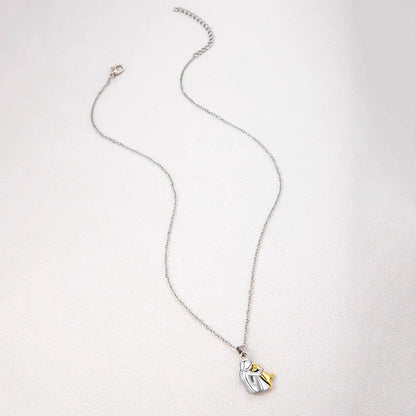 Cute Two Tone Color Girl Hugged Dog Necklace Fashion Women and Pet Pendant Jewelry Accessories