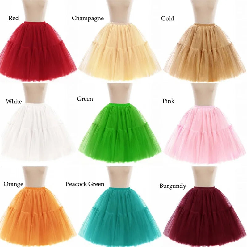 6 Layers Fluffy Ball Gown Women Short Skirts Knee Length Tutu Dress Underskirt Soft Tulle Petticoat for Club Cosplay Marathon