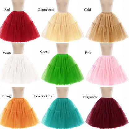 6 Layers Fluffy Ball Gown Women Short Skirts Knee Length Tutu Dress Underskirt Soft Tulle Petticoat for Club Cosplay Marathon