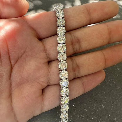 8mm Big Moissanite Diamond Tennis Bracelet for Women Men S925 Silver Plated 18k Yellow/White Gold BangleCertified Certificates