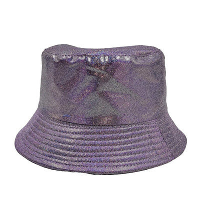Colorful Shiny Leather Two Sided Fisherman Hat Women's and Men's Hip Hop Summer Sunshade Hat Foldable Bucket Hat