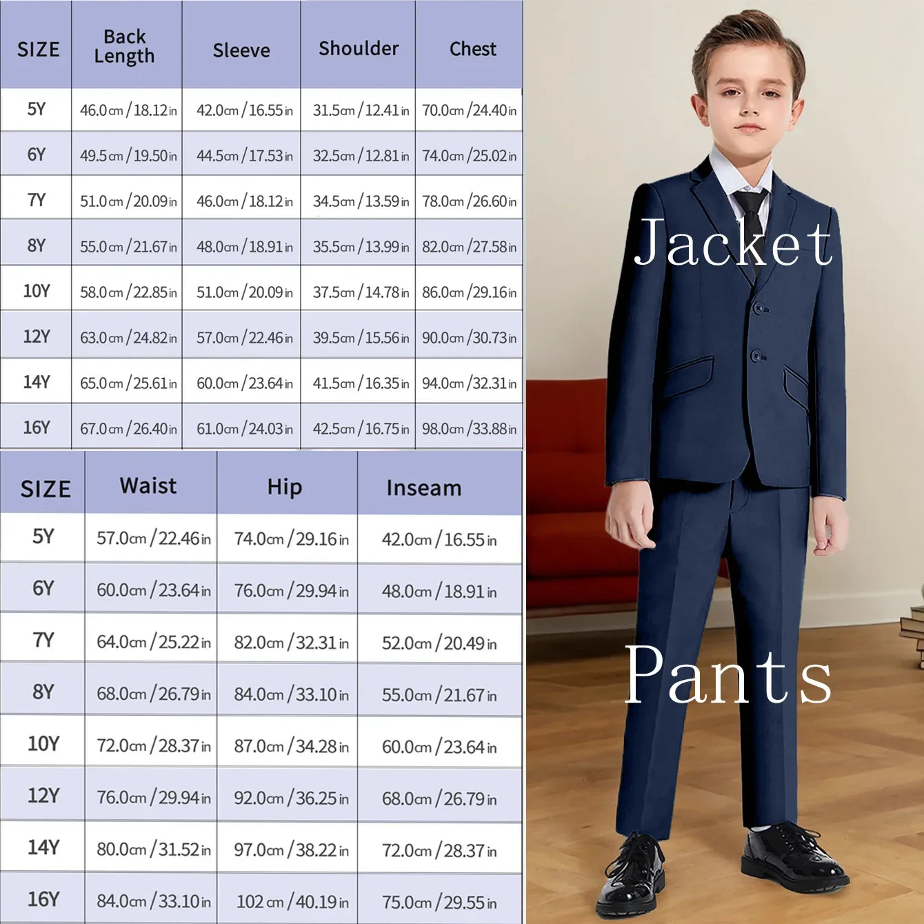 Back To School Season Tween Boy Two-piece Suit, Black Suit Pants Included
