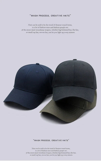 Hard Cotton Big Size Baseball Hat Woman Solid Color Sun Cap Hiphop Man Plus Size
