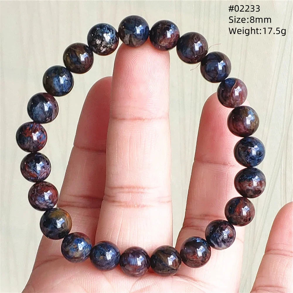 Natural Blue Pietersite Bracelet Women Men Beads Round Beads Chatoyant Cat Eye Fire Pietersite Namibia AAAAAA
