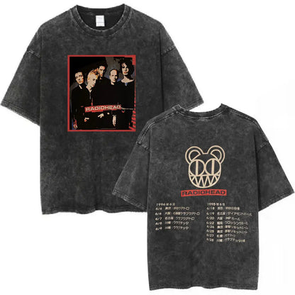 Rock Band Washed Cotton T Shirt Men Women Hip Hop Music Tee Fashion Short Sleeve Tshirt Summer Oversized T-shirts Tops