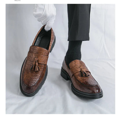 Formal Shoes For Men Fashion Casual Leather Loafers Male Slip On Business Leather Shoes Men's Dress Shoes Party Office Loafers