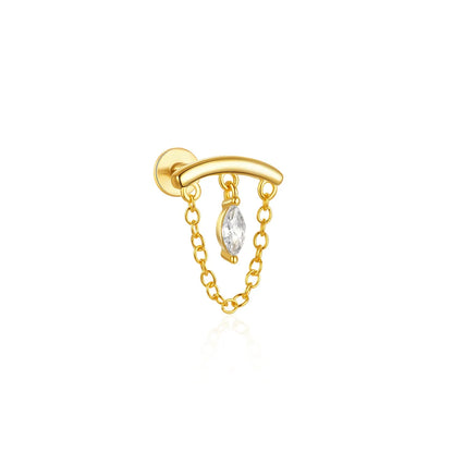 1PC 925 Sterling Silver Horse Eye Chain Tassel Zircon Drop Earrings For Women Ins Minimalism Geometric Earrings Gift