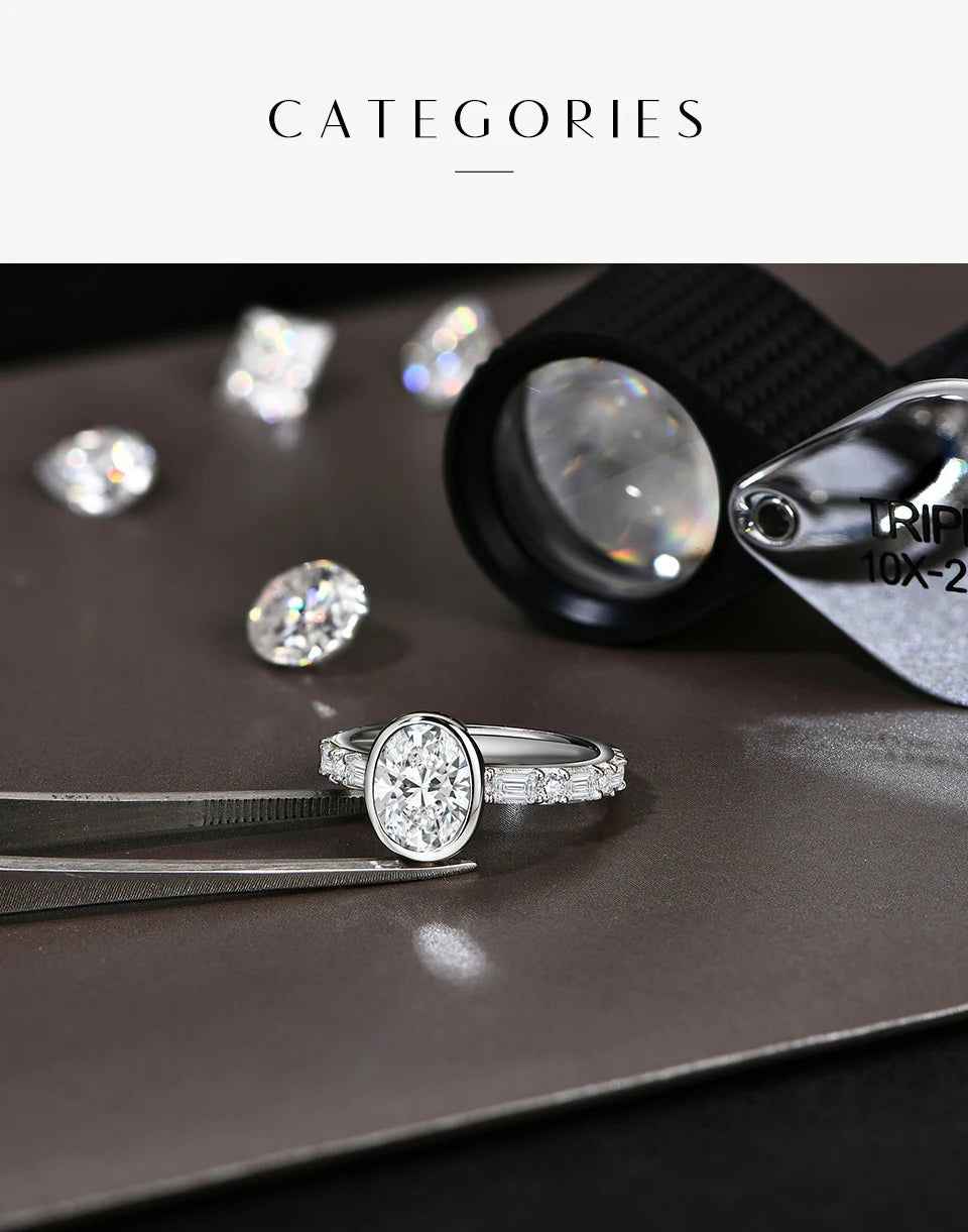 Top Quality Oval Cut 2.0CT Moissanite Rings for Women 925 Sterling SIlver Engagement Ring Jewelry Gift With Certificate