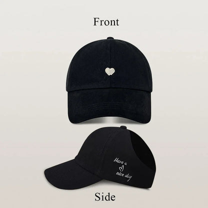 Kids Baseball Caps for Boys Girls Sun Hat Love Heart Hollow High Ponytail Caps Children Adjustable Baseball Caps for 4-12 Years