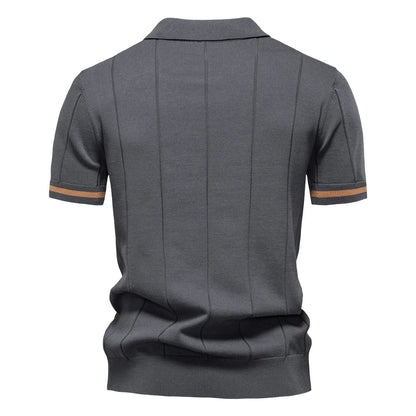Men's Solid Color Sport Zipper Polo Shirt Athletic Social Polo Shirts for Men Office Slim Fit Polo