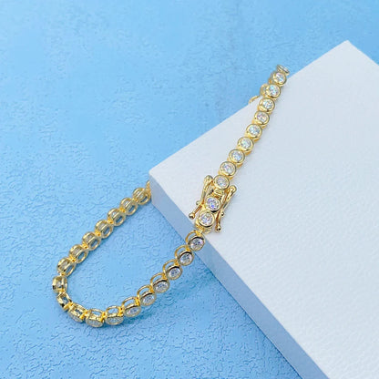 2mm Moissanite Tennis Bracelet for Woman Men 925 Sterling Silver Plated 18k Gold Hip Hop Chain Round Bubble Diamond Bracelets