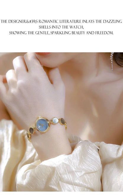 Luxury Ladies Watches Gold Small Dial Natural Shell Bracelet Clock Gifts For Women Lady Fashion Dress Quartz Wristwatch