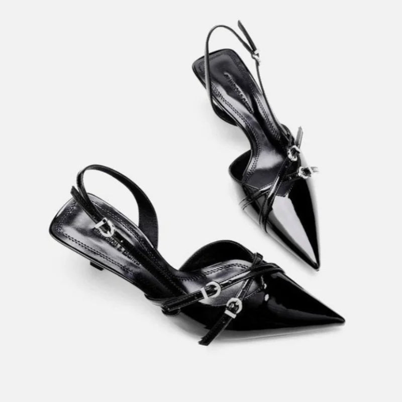 2025 Summer New Pointed Simple Shallow Mouth Comfortable Women's Gladiator sandals Outwear Back Strap Women High Heeled Sandals