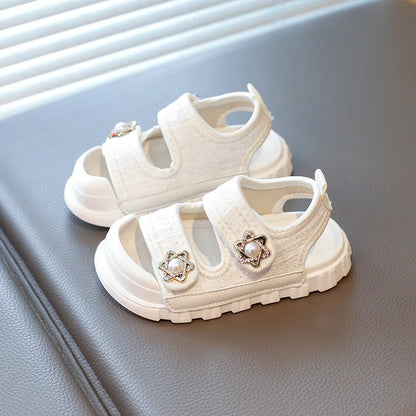 2025 Summer New Children Sandals Girls Elegant Princess Style Sandals Baby Anti-kick Foot Protection Sandals