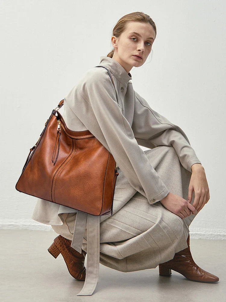 Didabear Hobo Bag Leather Women Handbags Female Leisure Shoulder Bags Fashion Purses Vintage Bolsas Large Capacity Tote Bag