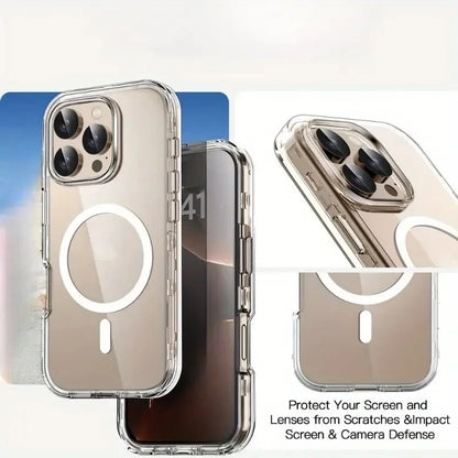 For iPhone 17 ProMax Transparent For Magsafe Magnetic Case for iPhone 17 16 15 14 13 12 11 X XR XS Max Pro Plus Shockproof Cover
