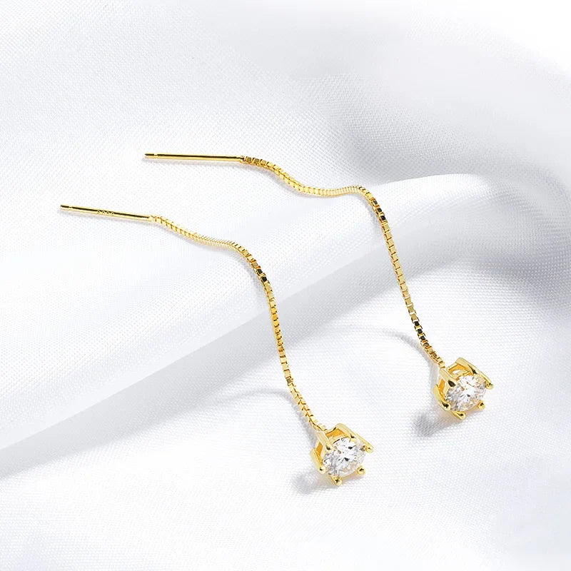Each 0.5/1CT Tassel Moissanite Drop Earrings for Women 925 Sterling Silver Plated 18k Gold Jewelry Sparkling Earring