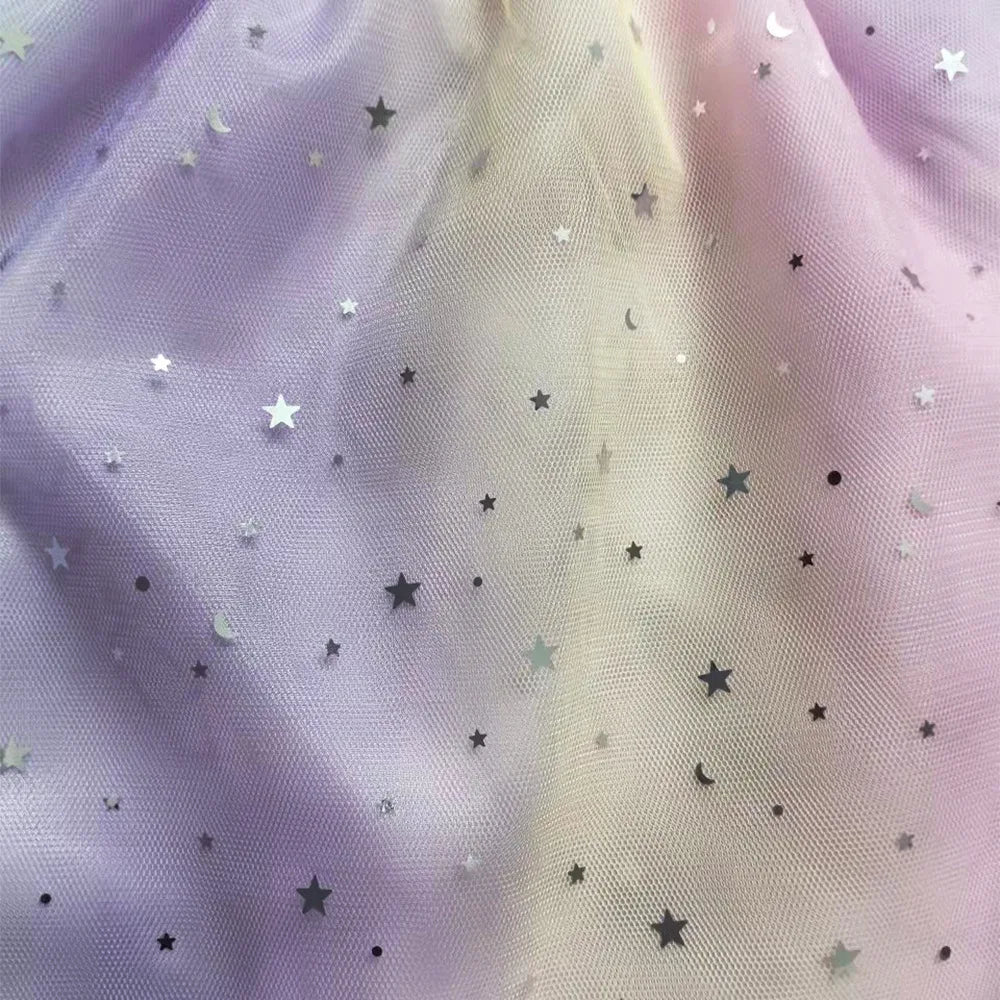 My Little Ponys Baby Girls Dress Children Cartoon Mesh Star Sequins Princess Dress Kids Flying Sleeve Skirt For Birthday Gift