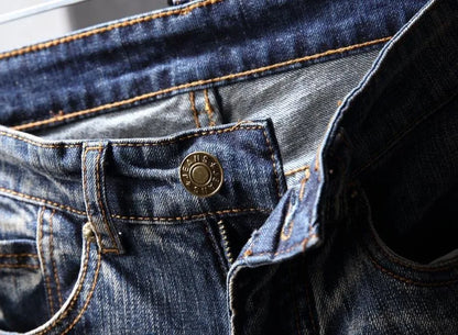 Spring and Autumn fashion trend printed straight-leg stretch denim jeans for men comfortable casual sports high-quality jeans