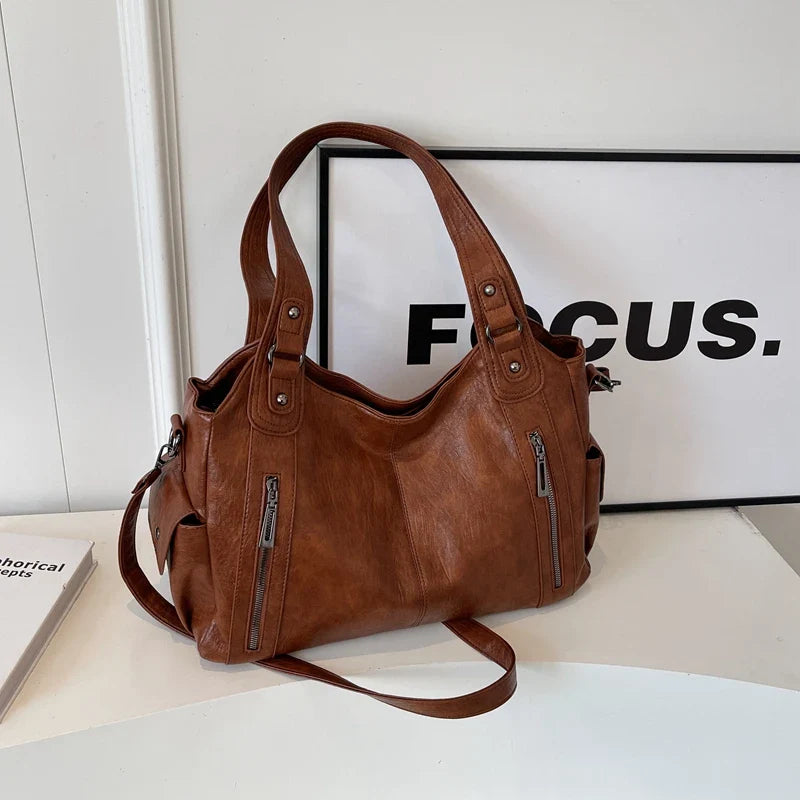 Daily Business Commuting Large Capacity Tote Hand Bags Soft Pu Leather Shoulder Bags for Women Zipper Women's Handbags Quality