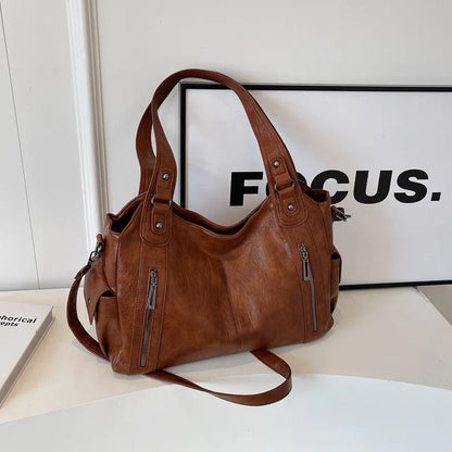 Daily Business Commuting Large Capacity Tote Hand Bags Soft Pu Leather Shoulder Bags for Women Zipper Women's Handbags Quality