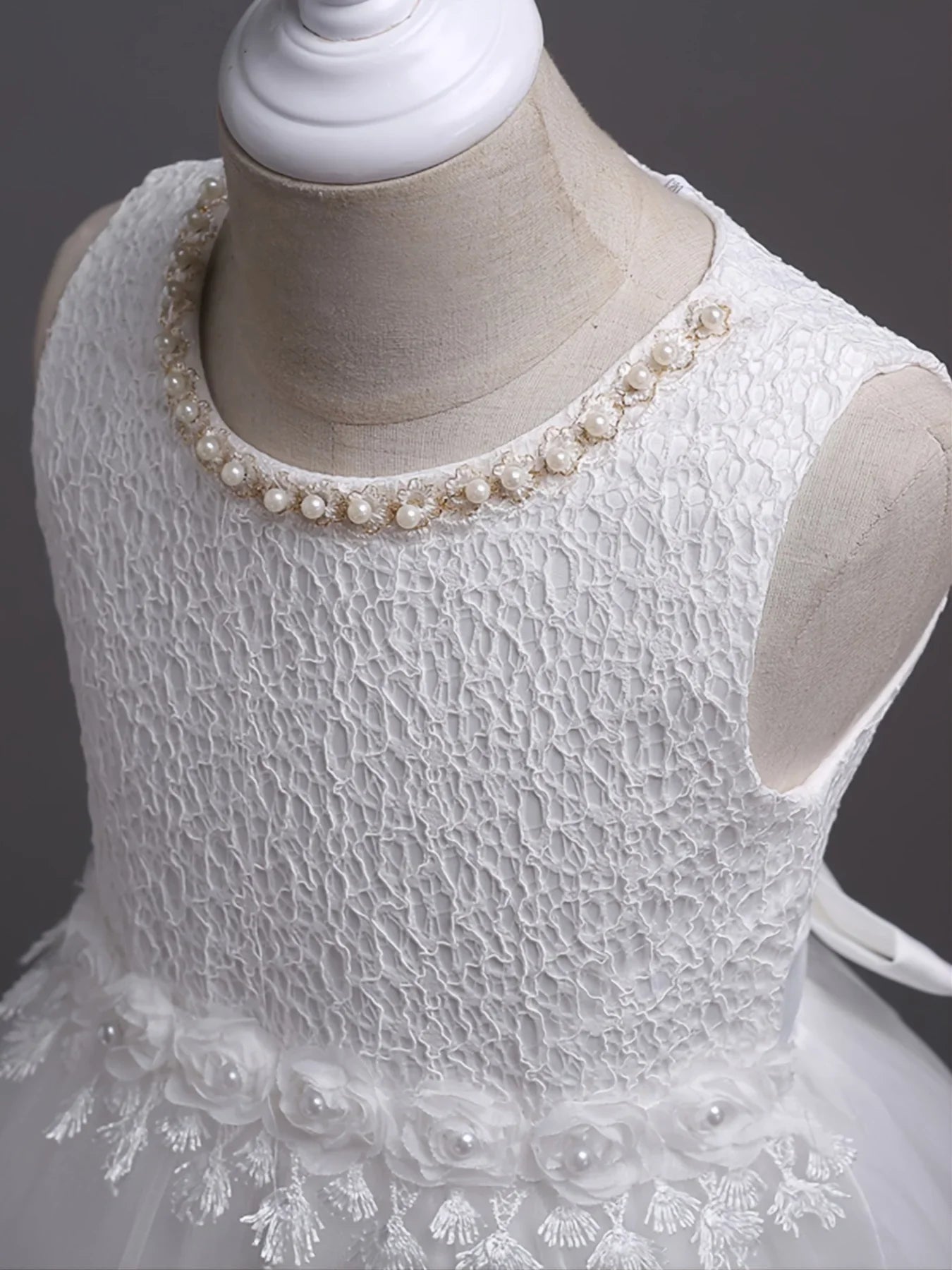 Girls Sleeveless Lace Floral Princess Dresses#981