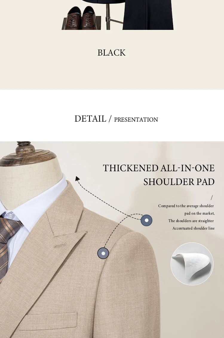 Elegant man suit for wedding grey Slim Fit Double Breasted Multiple buttons Casual Business man 2 piece party outfit