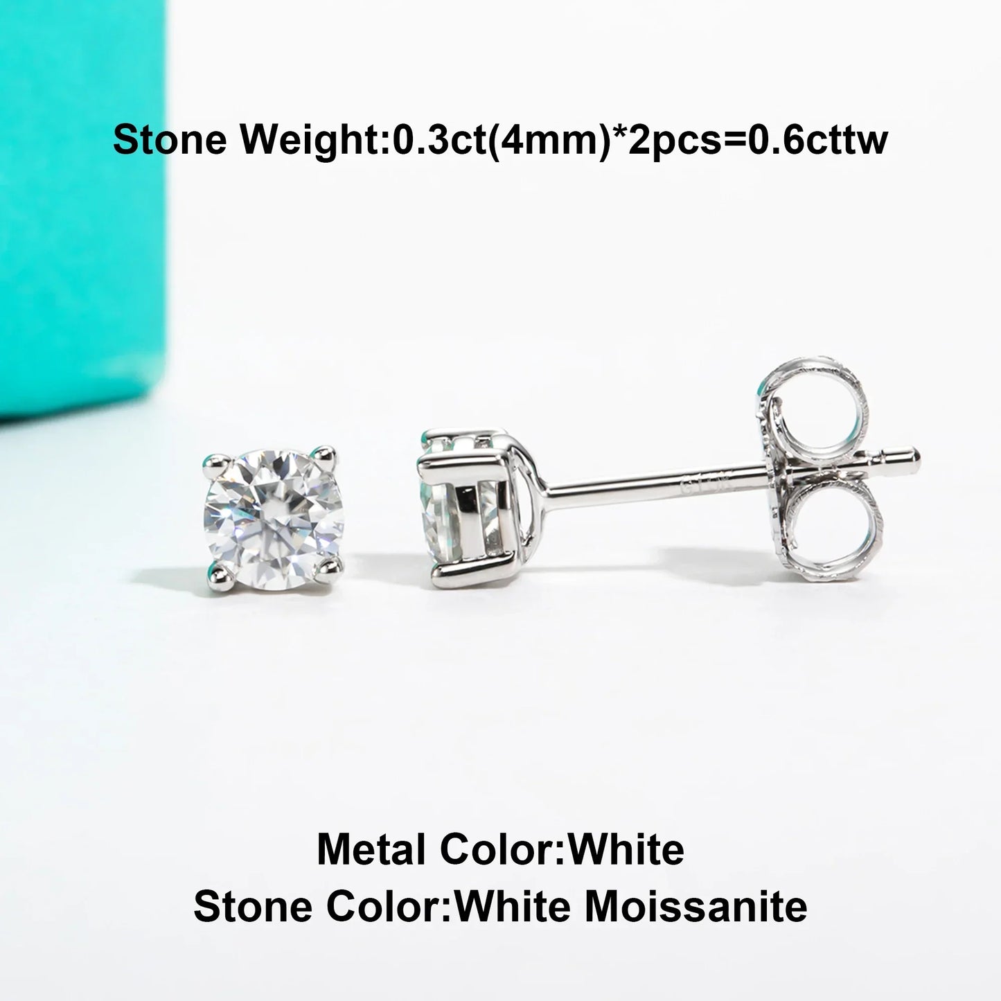 10k Gold 4/3/2/1.6/1/0.6ct Moissanite Stud Earrings For Women Real 10K Gold Post Anti-allergy Men Earrings Jewelry