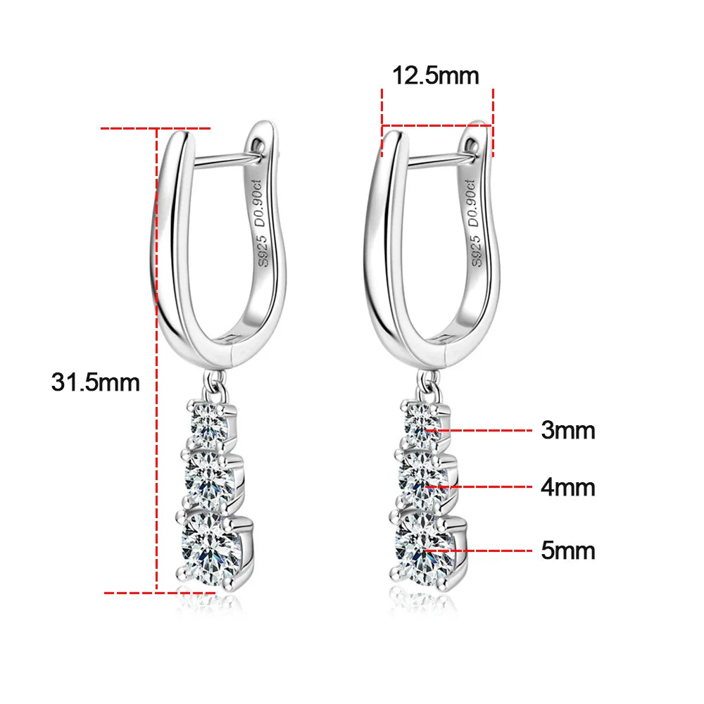 D VVS1 Full Moissanite Pandent Earrings for Women Engagement Wedding Fine Jewelry with GRA s925 Sterling Sliver Earring
