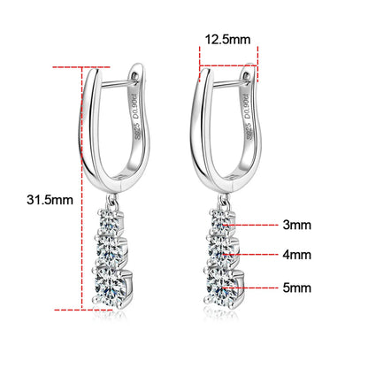 D VVS1 Full Moissanite Pandent Earrings for Women Engagement Wedding Fine Jewelry with GRA s925 Sterling Sliver Earring