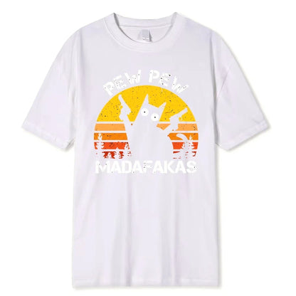 Tshirt Men Short Sleeve Novelty Funny Cat T Shirt Cotton Loose Tops Shirts Tee T-Shirt Daily Streetwear
