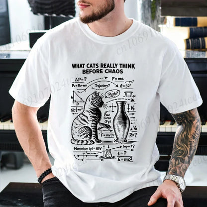 Funny Cat Science Printed Mens Graphic Tee Novelty Sarcastic Funny T-Shirt New Fashion Men Women T-Shirts Casual Short Sleeve