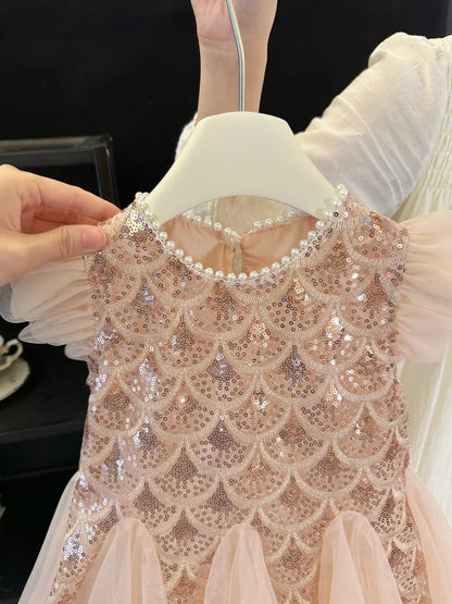 Girls' Summer  Dress Kids Fashionable Sleeveless Tulle Princess Gown Kids Cute & Breathable Toddler Party Dress
