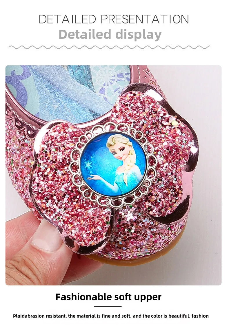 Frozen Girls Princess Shoes Spring and Autumn Flat Paillette Shoes Children's Soft Sole Baby Casual Shoe Party Shoes