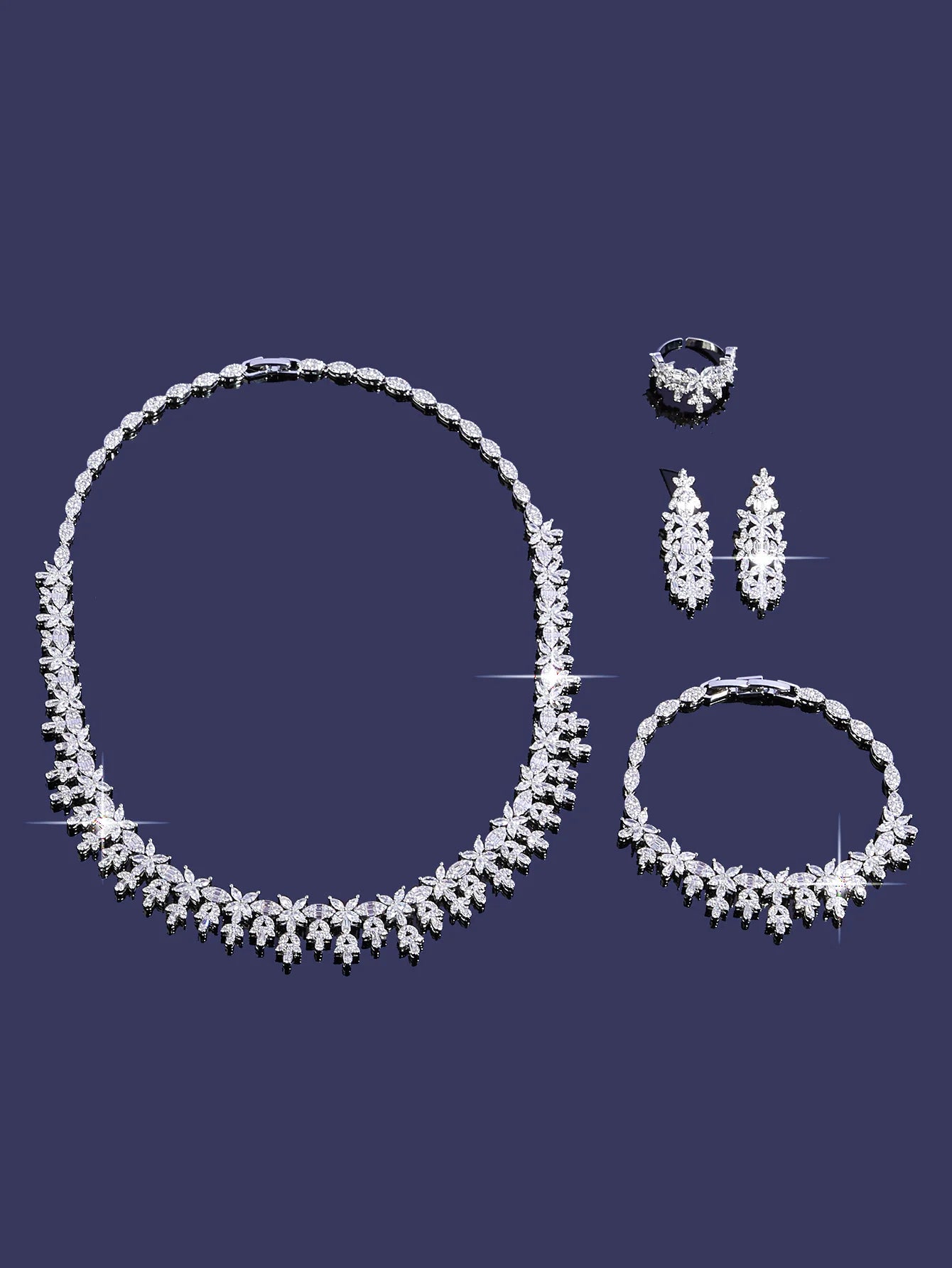 2025 Luxury Saudia Bridal Full CZ Crystal Zirconia 4pcs Jewelry Sets For Women Dinner Party Wedding Necklace Sets