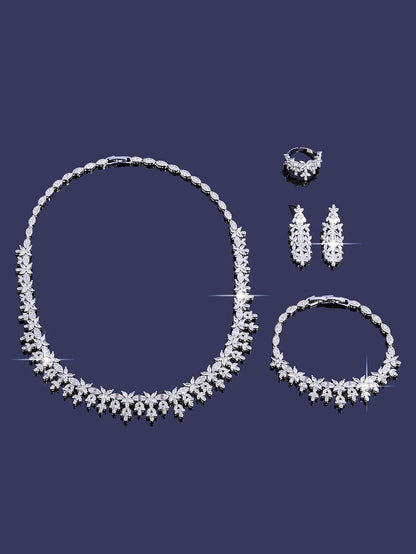 2025 Luxury Saudia Bridal Full CZ Crystal Zirconia 4pcs Jewelry Sets For Women Dinner Party Wedding Necklace Sets